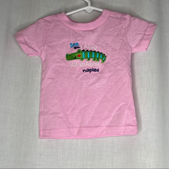 Rabbit Skins Other - Naples Beach Florida T-Shirt Pink Embroidered 6mon